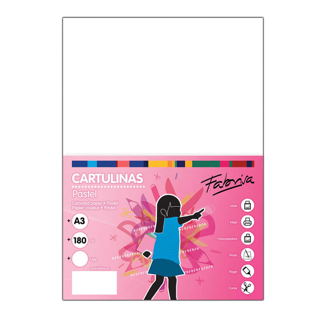 PAQ. 50 HOJAS CARTULINA BLANCA A3 180GR